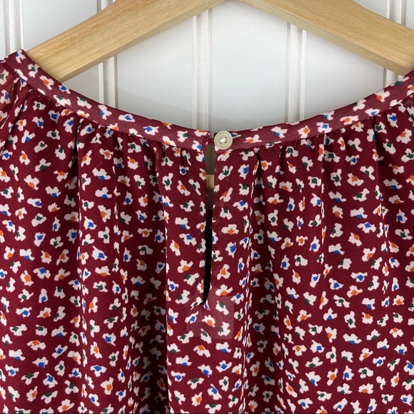 Madewell Memento Ruffle Sleeve Mauve Floral Top Size Small #M1730 - Picture 6 of 9